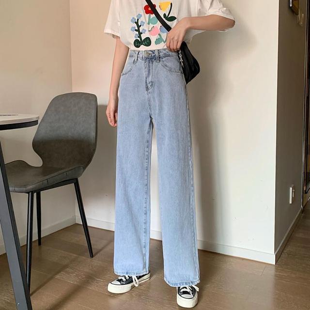 Sommer Frauen Braune Jeans Hohe Taille Lose Gerade Breite Bein Denim Weibliche Y2k Casual Streetwear Vintage Baggy Hose