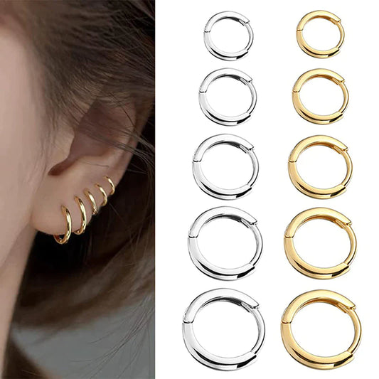 2022 Neue Einfache Edelstahl Gold Kleine Hoop Ohrringe für Frauen Männer Knorpel Ohr Piercing Schmuck Pendientes Hombre Mujer